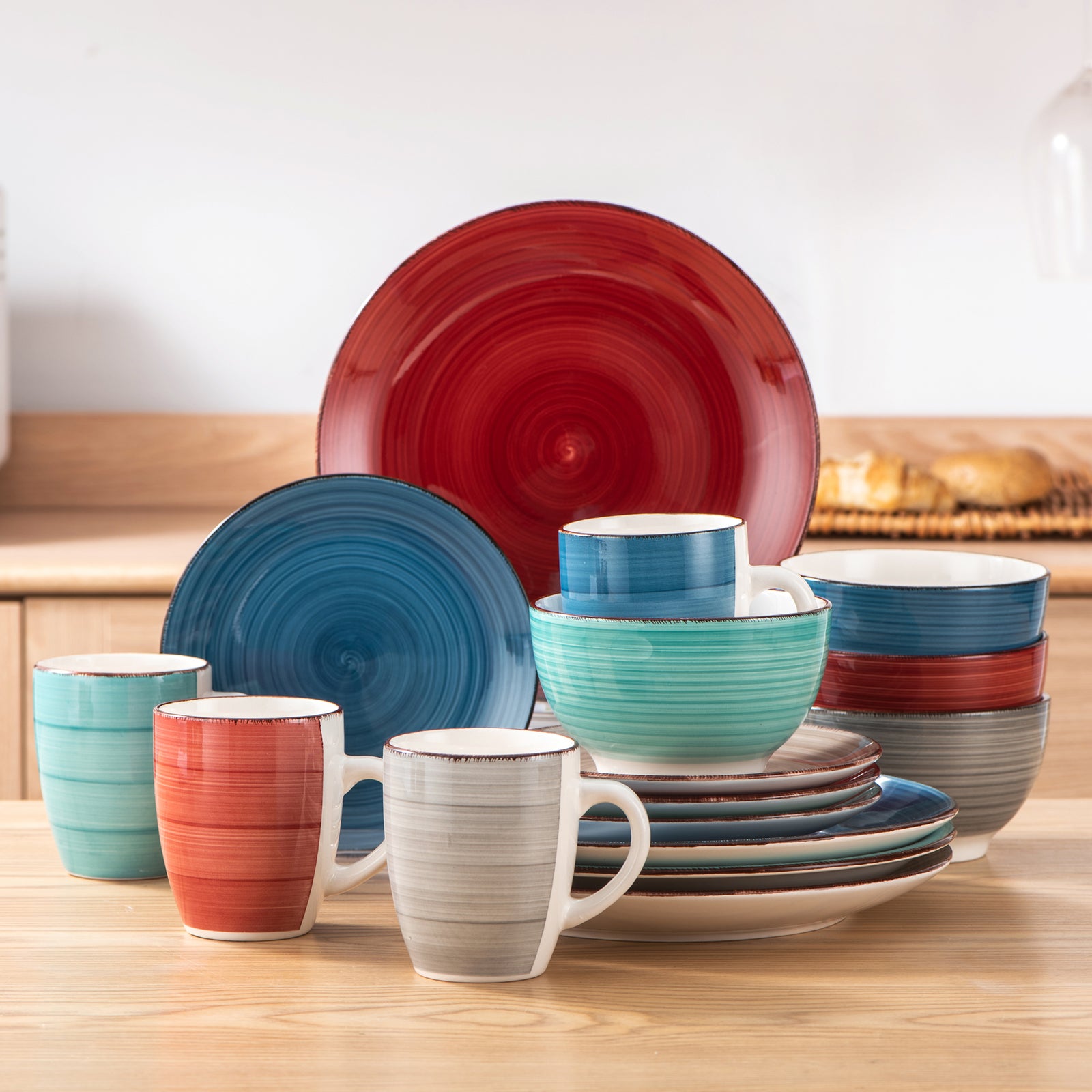 BELLA Dinnerware Set Stoneware Plate Bowl Set Tableware Service for 4